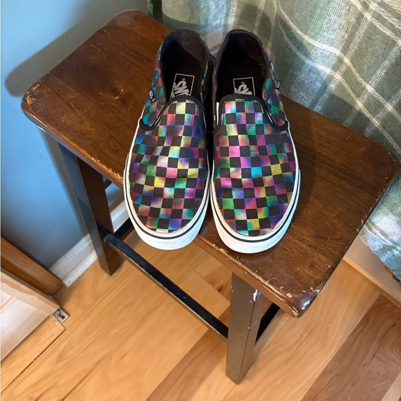 Vans metallic oil slick on black slip on sneaker women’s 9 - Picture 1 of 7